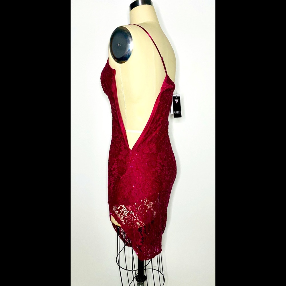 NWT GUESS Sequin & Lace Asymmetrical Dress - Picture 8 of 10